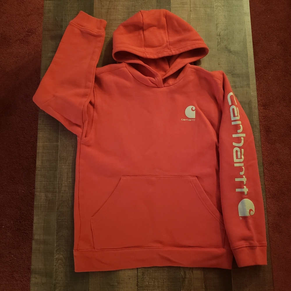 (18/20) XL Big Boys' Youth Carhartt Orange Hoodie Front Pocket NWOT